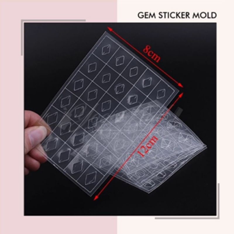 Gem sticker printing mold nail art gel gem effect transparant model nails