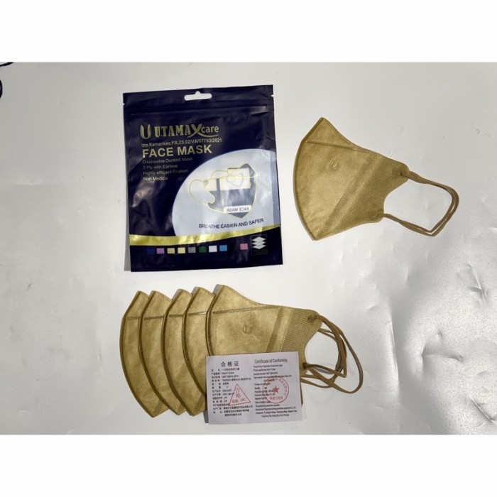 MASKER DUCKBILL UTAMA 3PLY FACE MASK IZIN KEMENKES ADA EMBOSS 1Pack Isi 10Pcs