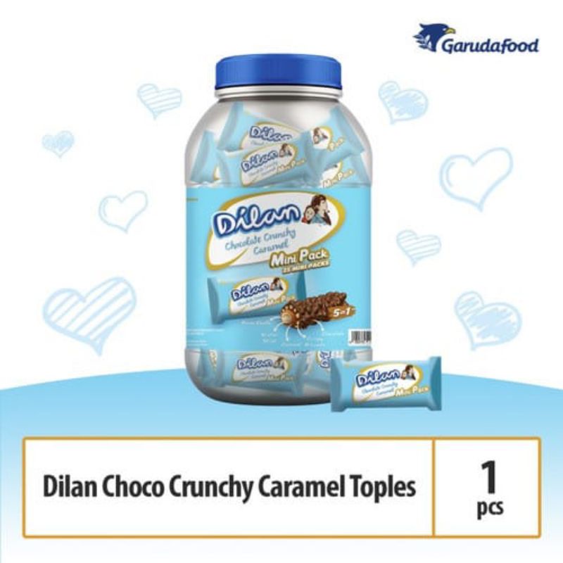 

Dilan coklat Crunchy caramel mini pack ( 1 toples isi 25 mini pack) cemilan enak dan murah