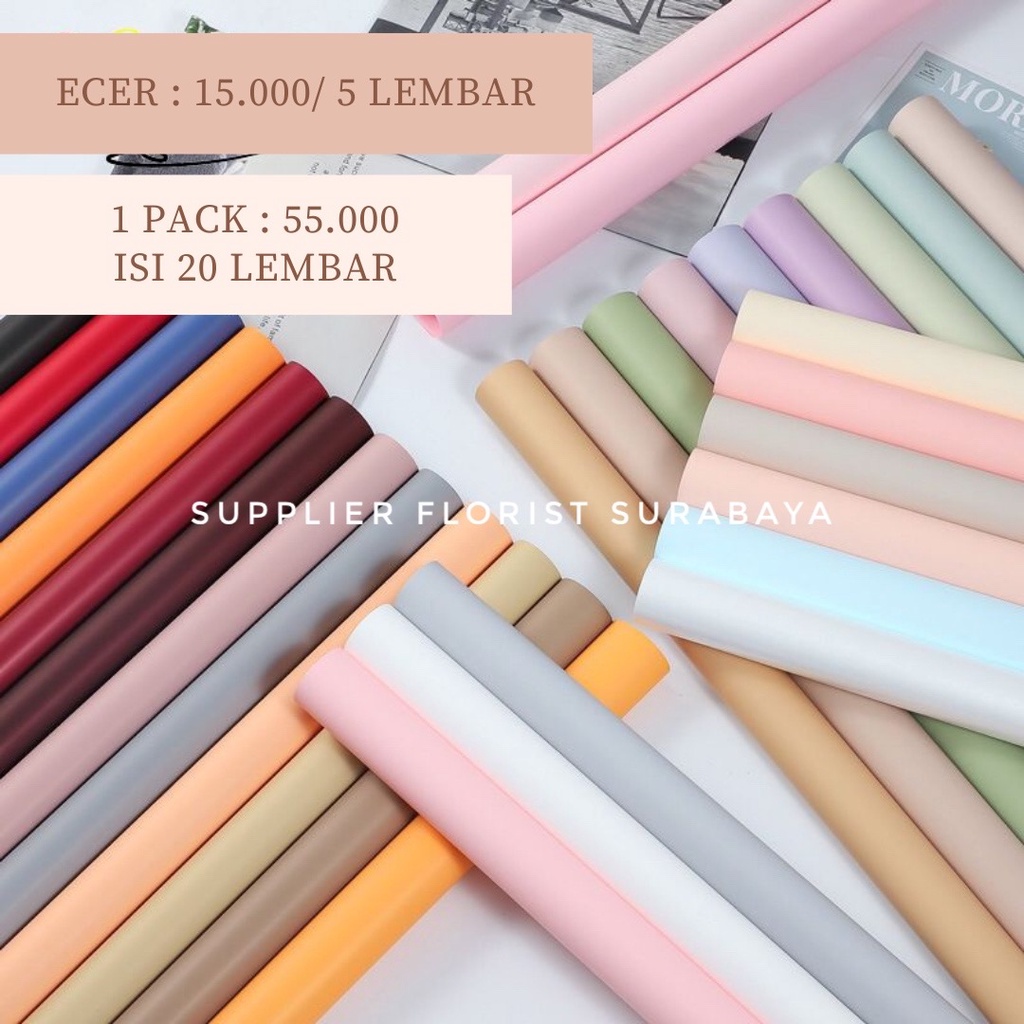 [ECER PER 5 LEMBAR] KERTAS BUNGA MATTE WARNA SOLID WRAPPING PAPER KERTAS CELLOPHANE BUKET BUNGA WRAP PEMBUNGKUS BUNGA KERTAS KOREA