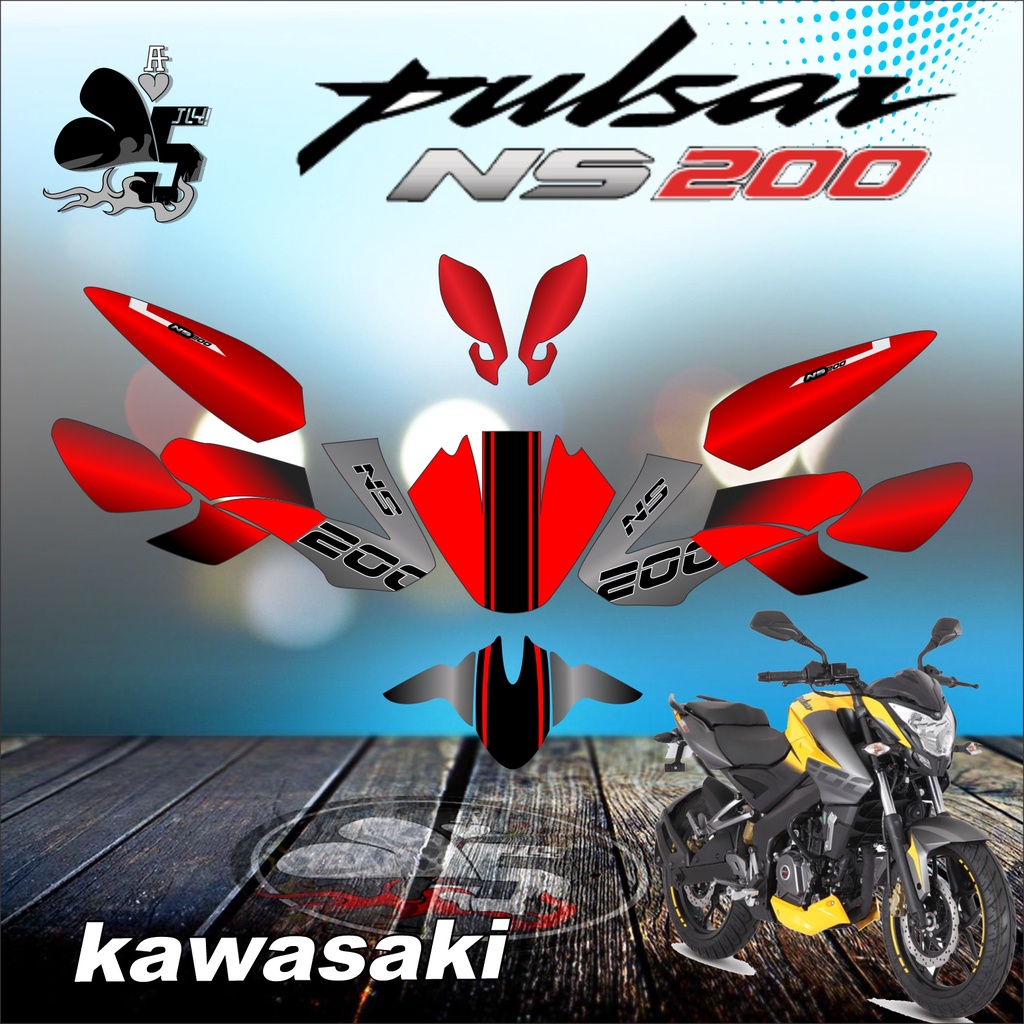 STICKER DECAL KAWASAKI PULSAR NS200 FULL BODY RED