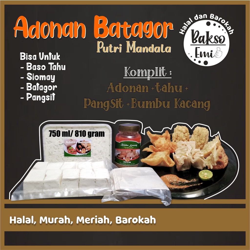 

Adonan Batagor Komplit, Bumbu Kacang, Pangsit, Tahu