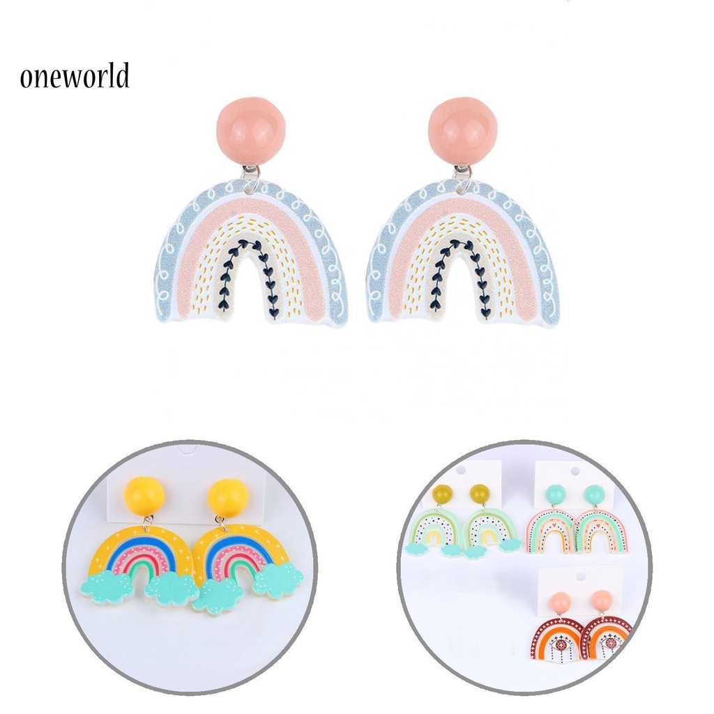 Oneworld Anting Gantung Model Awan Pelangi Bahan Akrilik Ringan Untuk Wanita