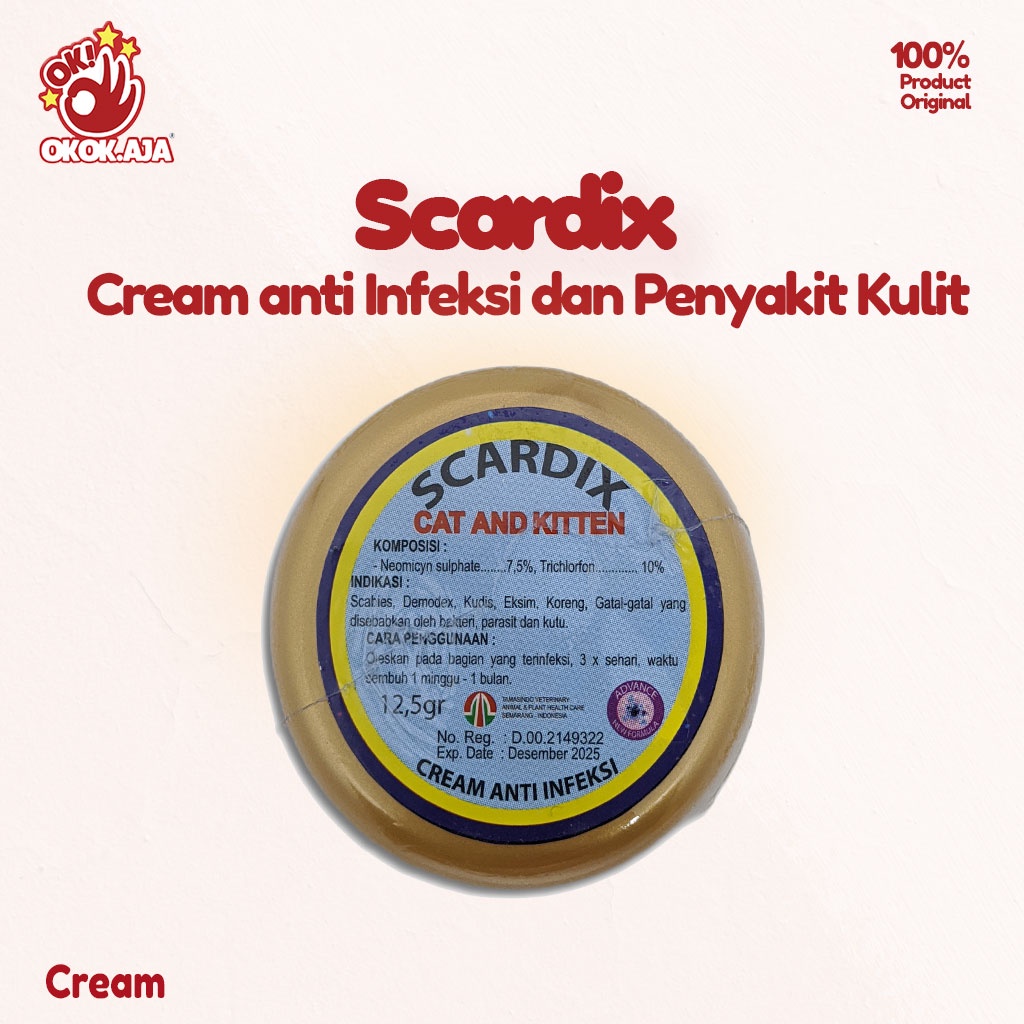 Cream anti Infeksi dan Penyakit Kulit pada Kucing SCARDIX Cream 12,5gr