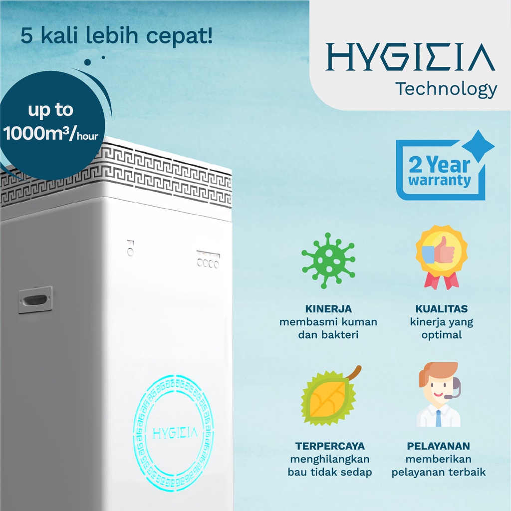 HYGIEIA Air Purifier (Hospital Grade) with HEPA Filter &amp; UVC Non-Ozone