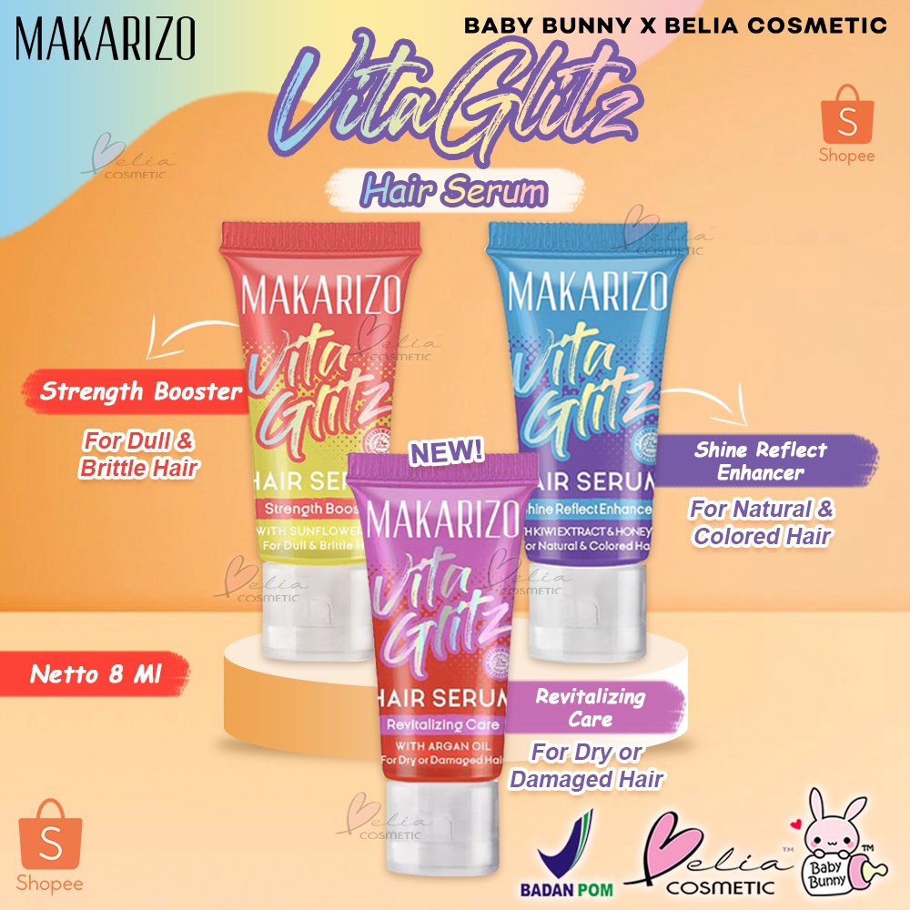 ❤ BELIA ❤ MAKARIZO Vitaglitz Hair Serum Strength Booster | Shine Reflect Enhancer 8mL | Serum Rambut