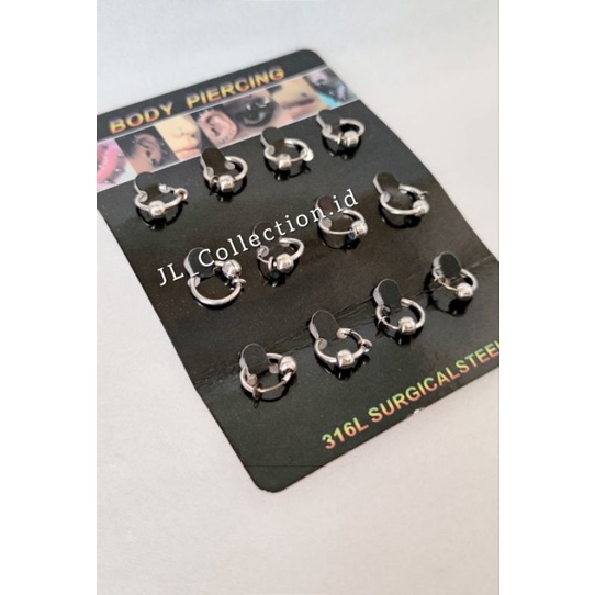 Ready Anting Piercing 1set isi 12pcs antikarat Pria Wanita anting piercing tanpa tindik
