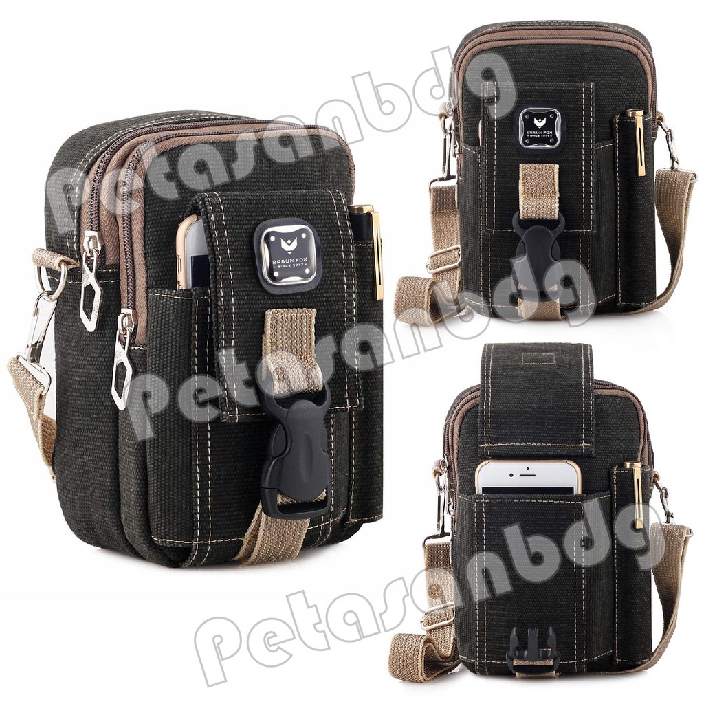 PTS -Braun Fox  Mini Dutcher Tactical Molle Canvas Waist Small Bag Military - Dark Grey