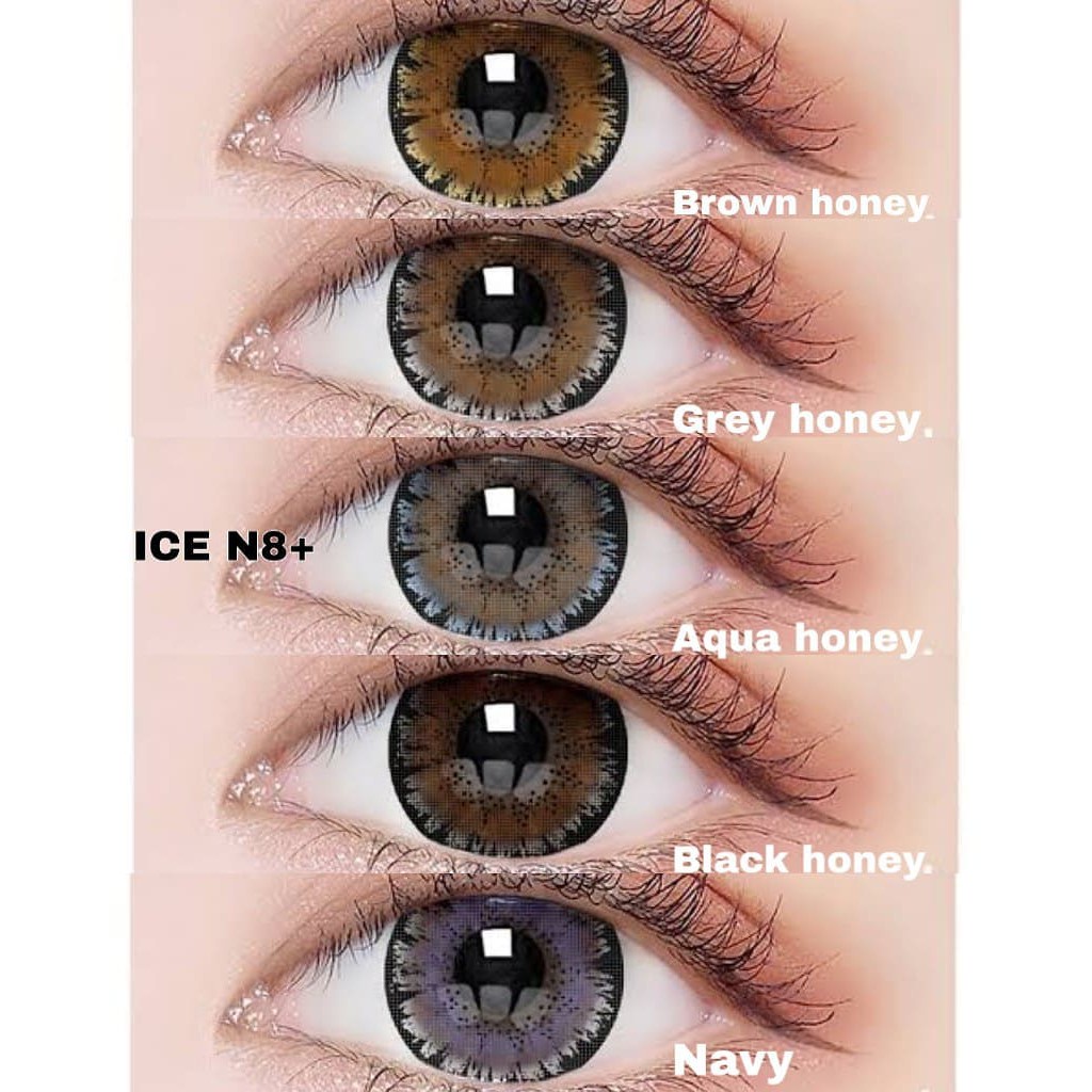 Softlens X2 - ICE N8+ Black Honey / Gray Honey / Brown Honey / Aqua Honey / Navy Khusus Normal by EX