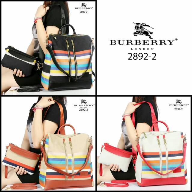 Design Burberry Convertible Backpack 2in1 Canvas vs Smooth Leather Hardware Gold (2892-2)