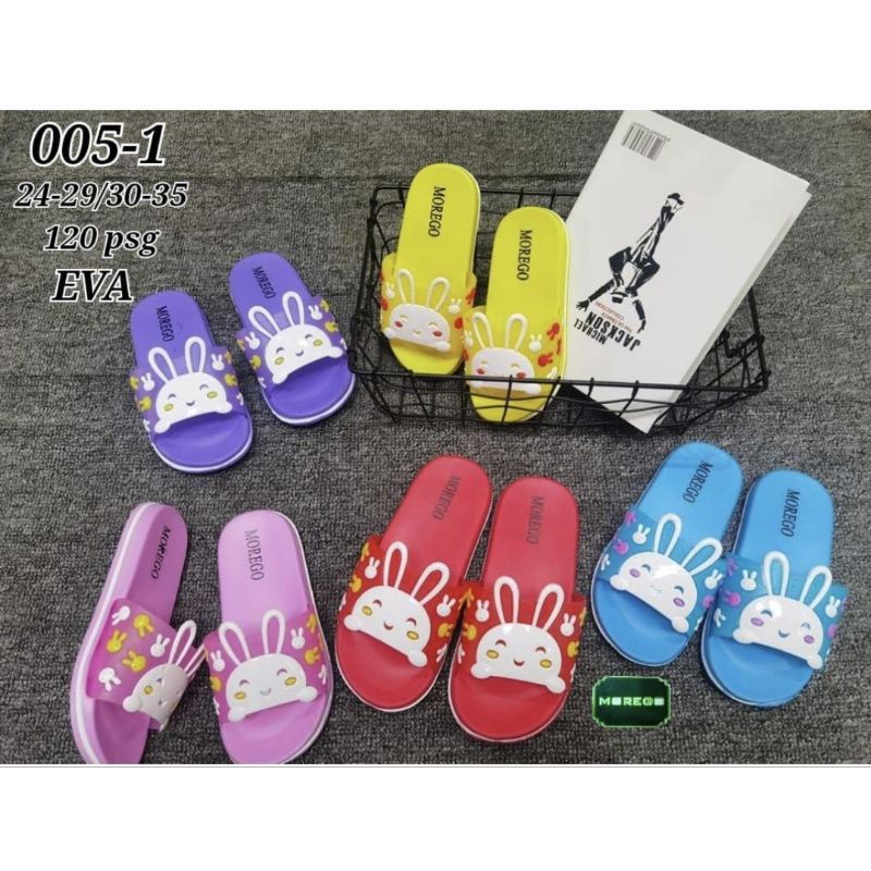 SANDAL IMPORT ANAK CEWEK KELINCI BUNNY MOREGO 005-1 UKURAN 30-35 BAHAN FULL KARET EVA