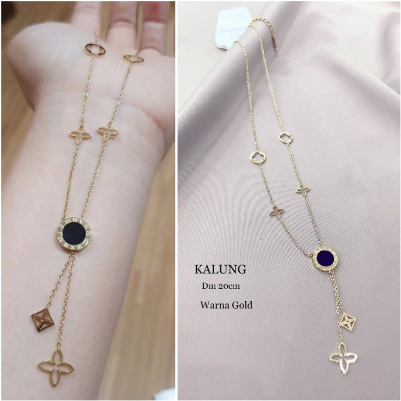 Kalung Titanium asli Rosegold elv Premium Quality Anti karat anti alergi Stainless Steel kt05