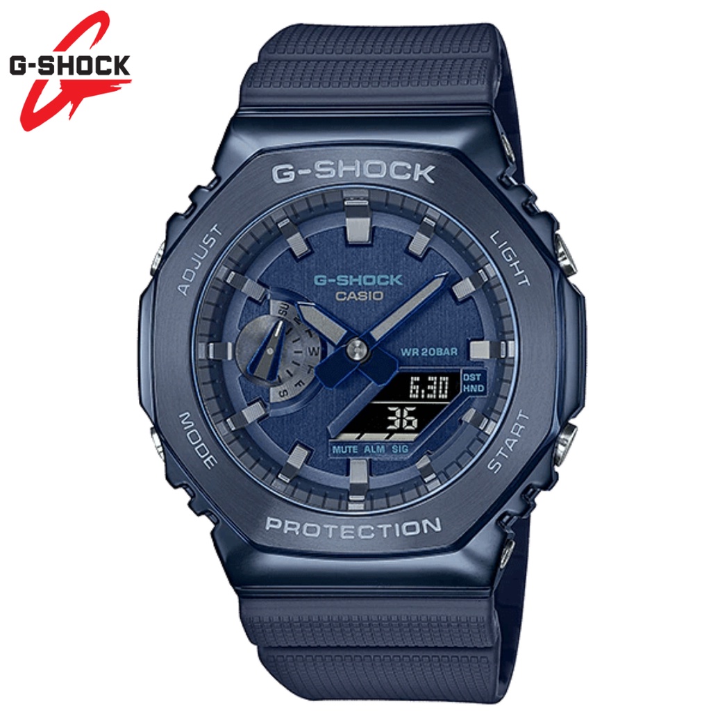 JAM TANGAN PRIA G-SHOCK GM-2100 A METAL COVERED STAINLESS STEEL Octagonal Farm Oak Watch