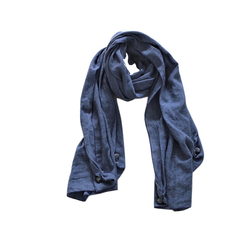 Syal Leher Polos Scarf Leher  Voal Pasmina Panjang Biru Shawl Pashmina  GESYAL