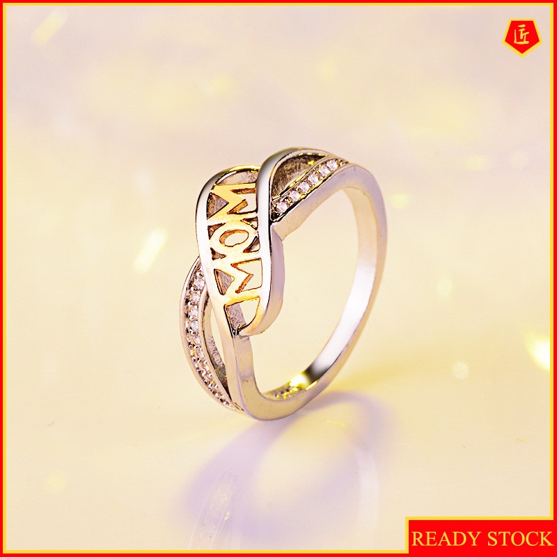 [Ready Stock]Creative Fashion Love Mom Ring 18K Gold Color Separation