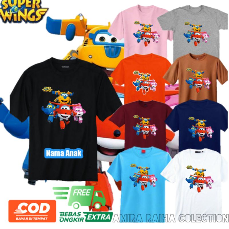 kaos anak super wings/baju kaos super wings anak/baju anak kartun super wings