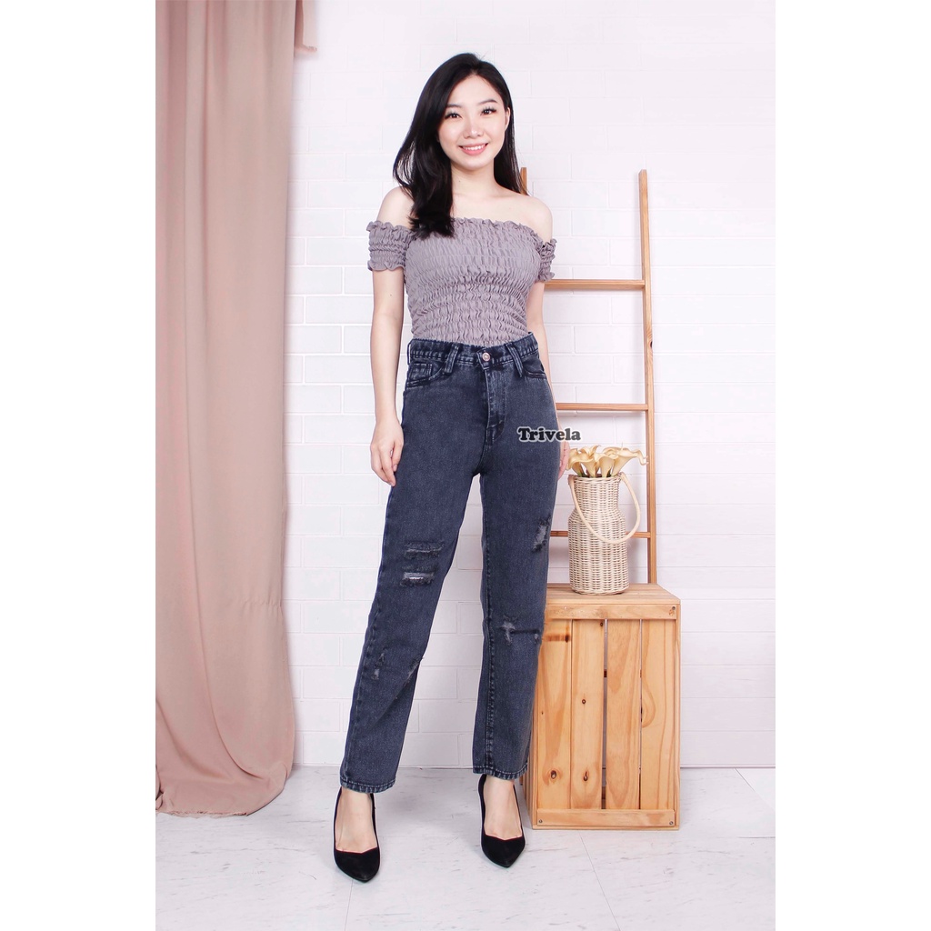 (FREE BELT) - BOYFRIEND JEANS SAMANTA / BOYFRIEND JEANS SOBEK LAPIS 27-36
