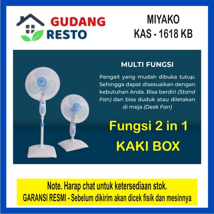 MIYAKO 16&quot; KAS 1618 KB Stand Desk Fan / Kipas Angin Meja / Berdiri