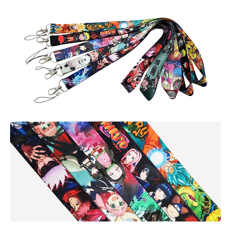 Lanyard Ponsel Anime Dengan Pemegang Kartu Kartun Untuk Gantungan Kunci Tali Leher Kartu Kredit Kata Pemegang Kartu Sling Anti-Drop Lifting Rope Aksesoris