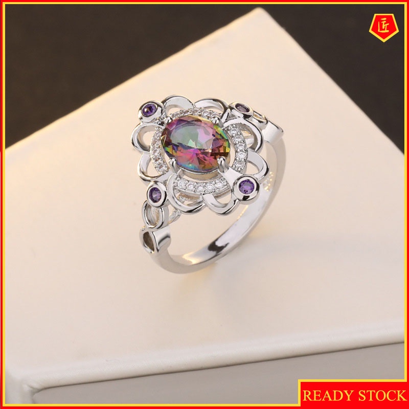 [Ready Stock]Colorful Topaz Ring Creative Diamond Fashion