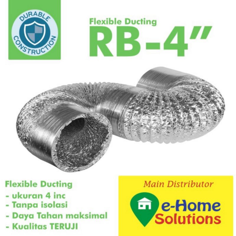 flexible ducting 4 inchi Pipa exhaust cerobong asap alumunium