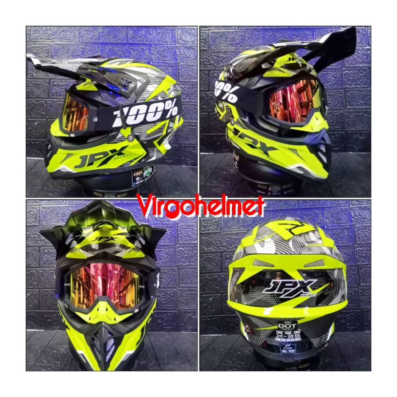 HELM JPX FOX1 TYPE X39 BLACK YELLOW INCLUDE KACAMATA GOOGLE 100% ORIGINAL
