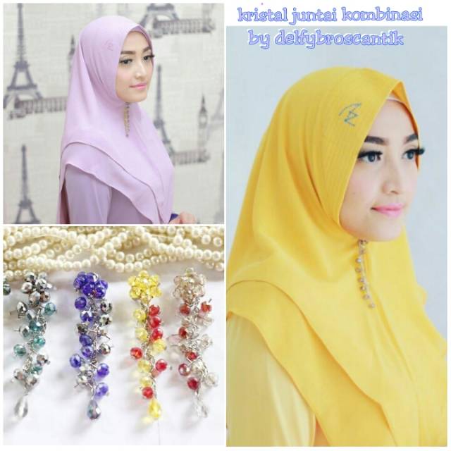 Bros Dagu Matahari Kristal Juntai / Peniti Dagu Matahari Kristal Juntai / Bros Dagu Kristal / Peniti