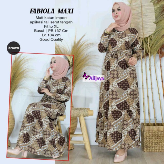 FABIOLA Maxy - Gamis Rayon Viscose LD105 Gamis Batik Original Serut Pinggang Busui / 099-5020