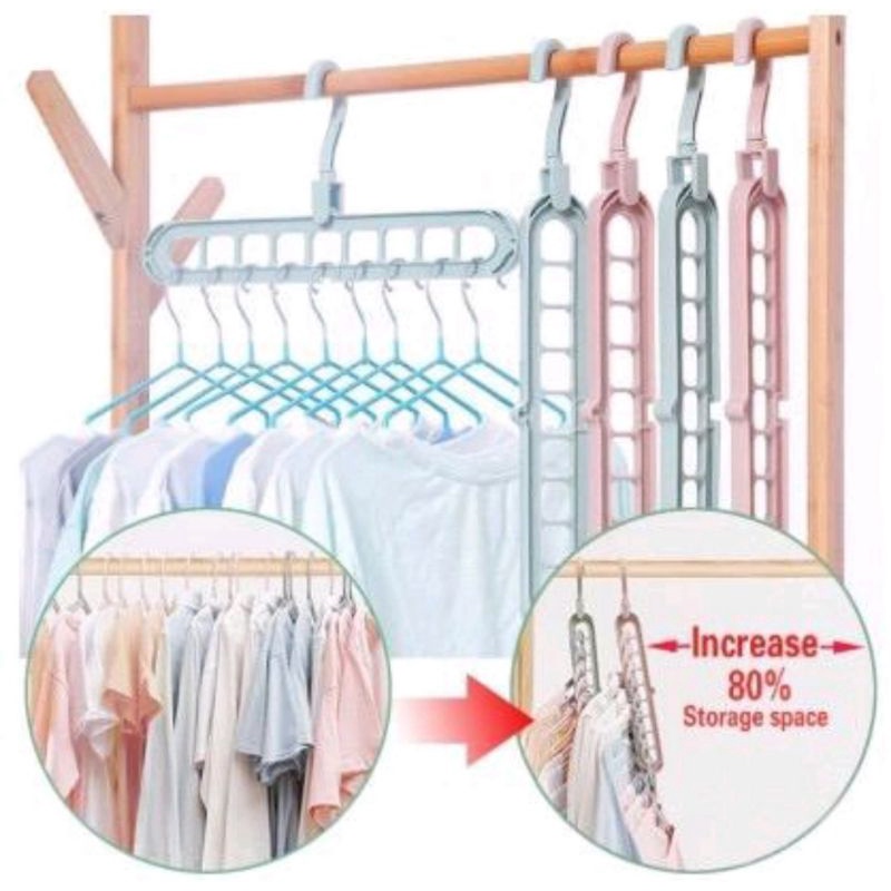 GANTUNGAN BAJU 9 LUBANG / MAGIC HANGER PAKAIAN 9 LUBANG / GANTUNGAN MULTIFUNGSI 9 LUBANG