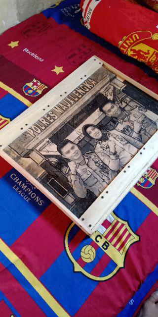 Lukisan Kayu - Extra Large 62x50cm - Photo On Wood - Sketsa Wajah - Buatmekar