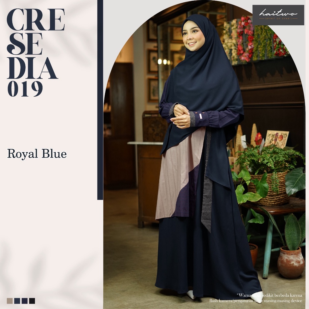 Haitwo Cresedia 019 bahan  019 Bahan Morelli Stretch mix Dobby Gamis set Hijab Syari OOTD