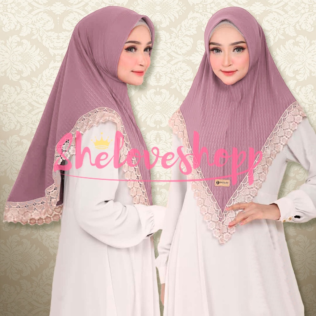 Arisha Hijab Instan Plisket Lidi Motif Gelombang Pet Antem - Bergo Renda Import Premium by Rafilah -