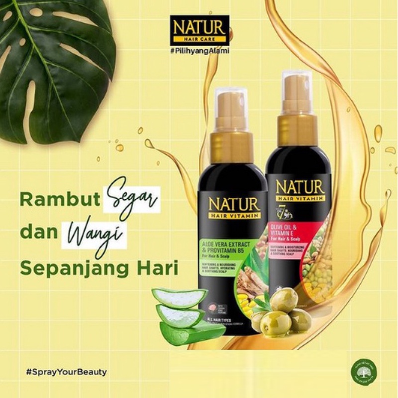 Natur Hair Care Vitamin Rambut Olive Oil / Aloe Vera / Ginseng 80ml