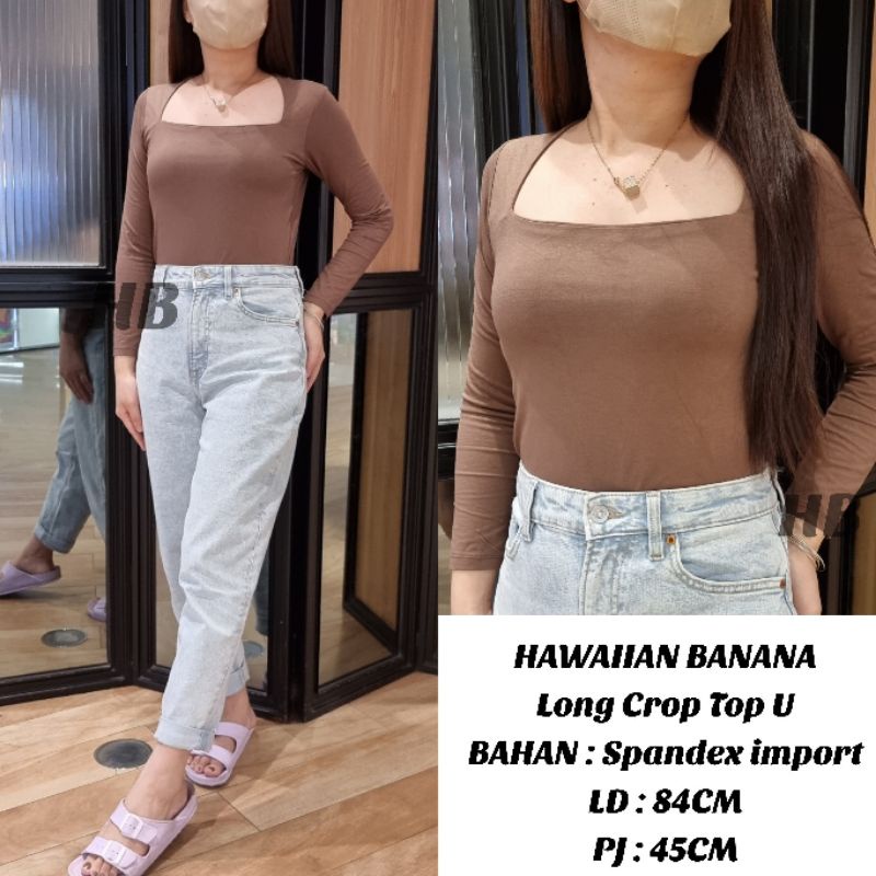 Hawaiian Banana - Kaos Long Crop Top Segitiga Import Bangkok Bahan Tebal Premium