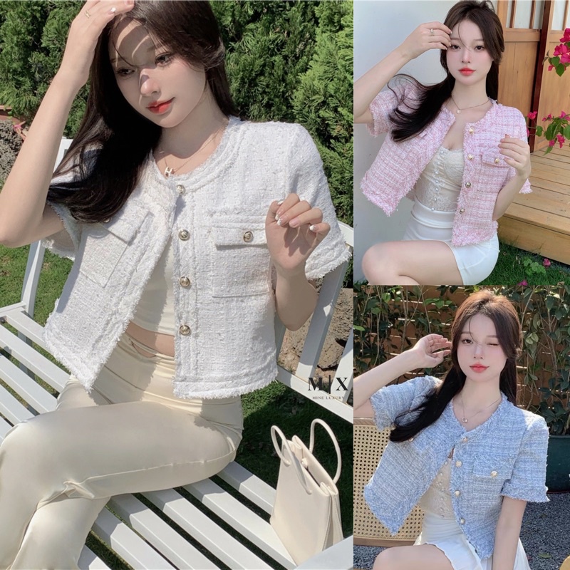 TWEED OUTER TOP WOMAN  ATASAN CARDIGAN WANITA ELEGANT MX992