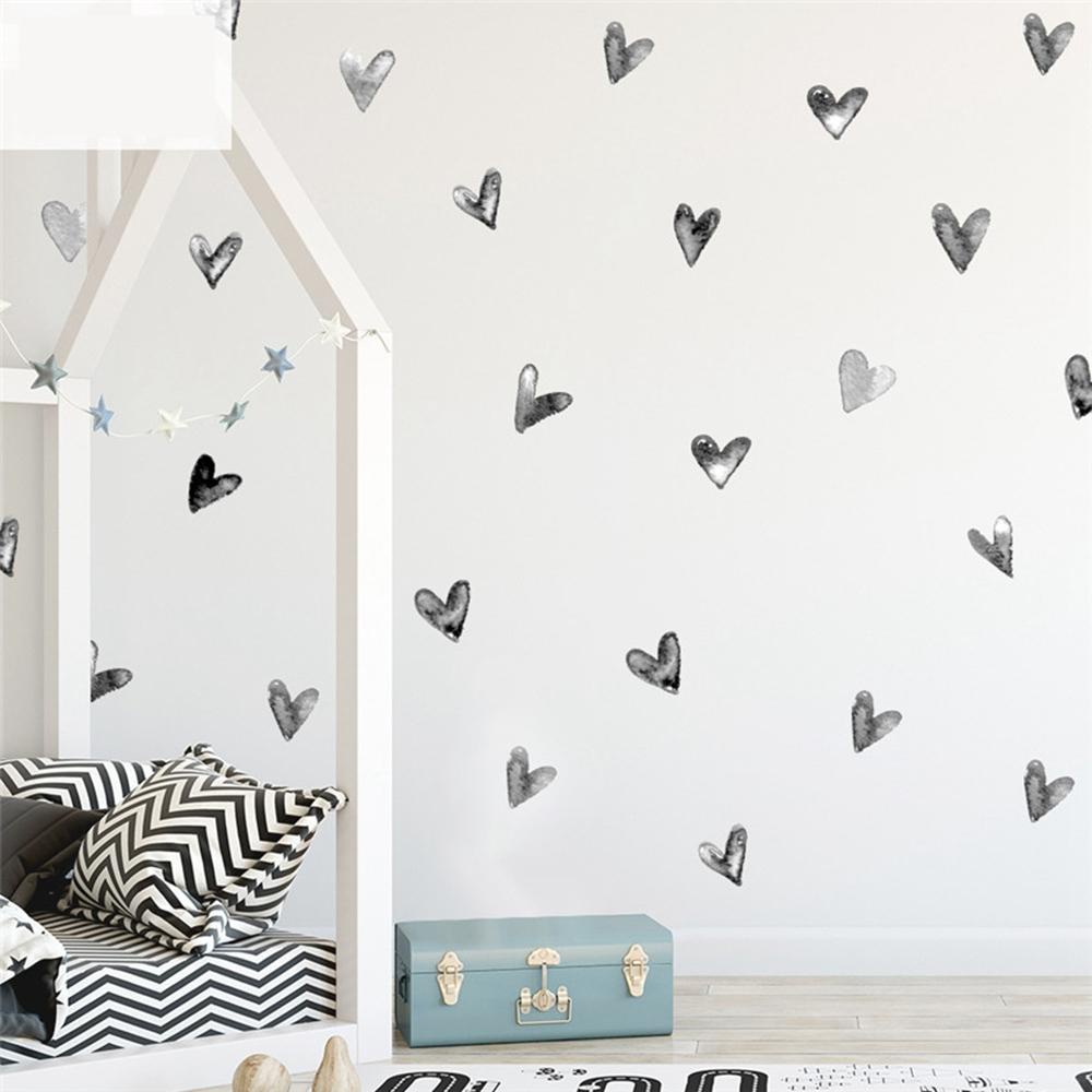 【 ELEGANT 】 Decals 24pcs /set Bentuk Hati Untuk Kamar Anak Tinta Lukis Furniture Dekorasi Pintu Dekorasi Rumah