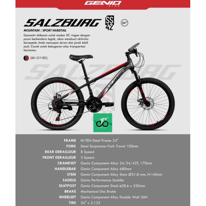 Sepeda MTB 24" Genio Salzburg SS-42 (SS42) TERBARU 24an