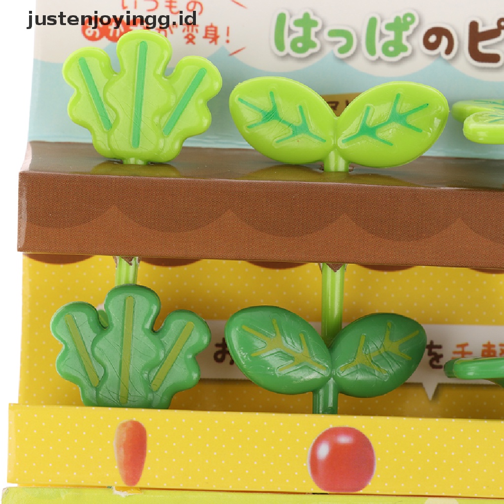 // justenjoyingg.id // 8pcs Fruit Vork Tandenstoker Bladeren Salade Tiny Vork Mini Cake Picks Voor kids ~