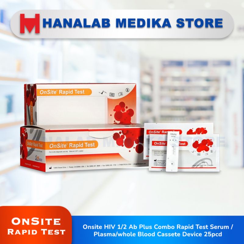 Onsite HIV 1/2 Ab Plus Combo Rapid Test Serum/Plasma/whole Blood Cassete Device 25pcd