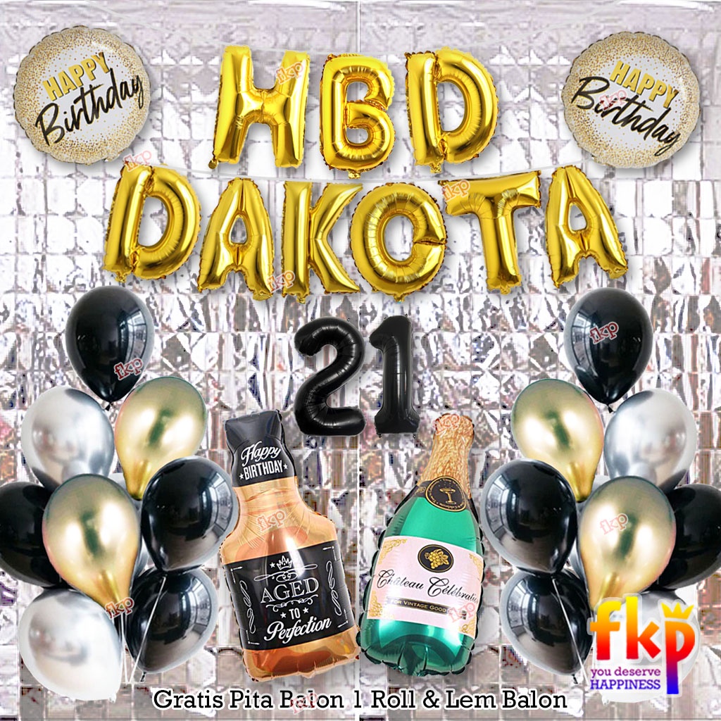 FUN KIDS PARTY Paket Dekorasi Ulang Tahun Dewasa Tema Gold Hitam Silver / Paket Dekor Ultah HBD Ulta