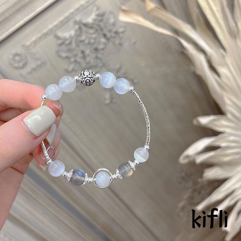 Gelang Batu Opal Moonstone Kristal Gaya Kuno Untuk Pria Dan Wanita