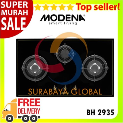 Kompor Tanam Modena Built-In Hob Gas 90 Cm 3 Tungku BH 2935