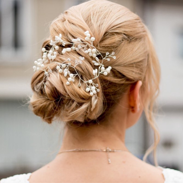 Pearl Crystal Wedding Bridal Vine Hairpiece,Wedding Elegant Crown Hair Clip White Jewelry