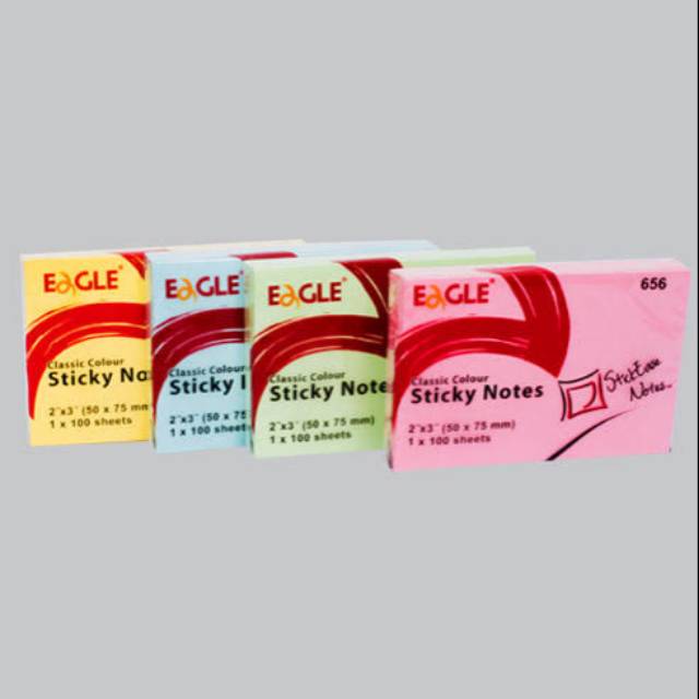 

Memo Sticky Notes EAGLE 656 50x75mm PASTEL (100lbr)