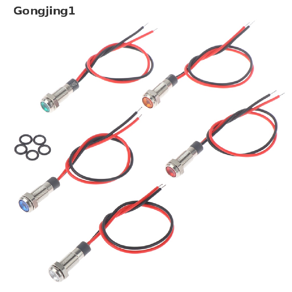 Gongjing1 P67 Lampu Indikator Peringatan led 6mm 3v 5v 6v 12v 24v 220v Anti Air Bahan metal