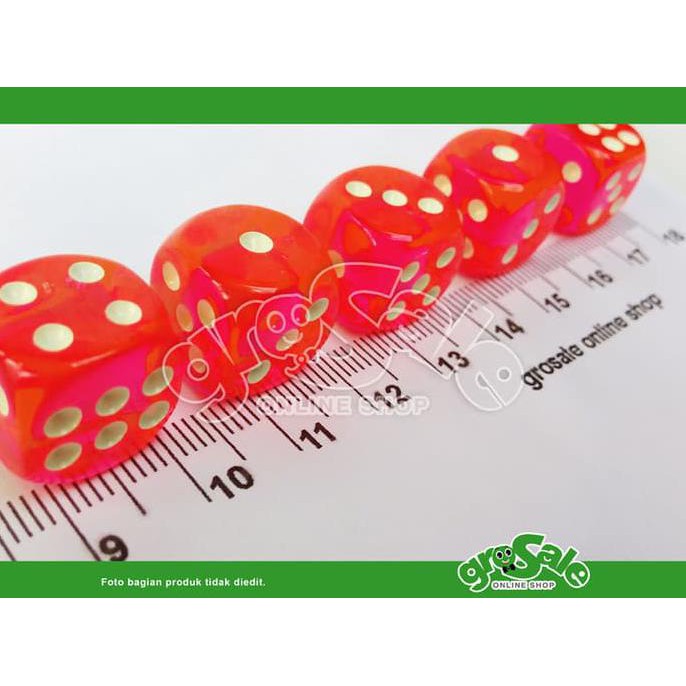 PALING MURAH  Dadu 14x14mm Transparant Red/Dadu Bening Merah Transparan