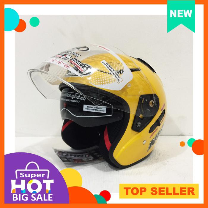 HELM NHK R1 SOLID YELLOW KUNING DOUBLE VISOR