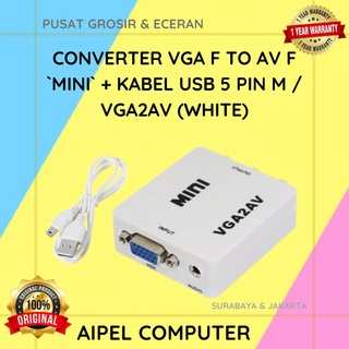 VGA2AV | CONVERTER VGA FEMALE TO AV FEMALE `MINI` + KABEL USB 5 PIN MALE / VGA2AV (BLACK / WHITE)
