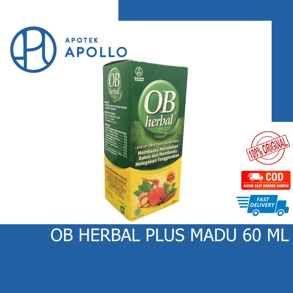 OB HERBAL PLUS MADU 60 ML OBAT BATUK HERBAL BERDAHAK KERING FLU DEMAM