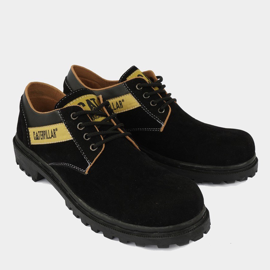 PROMO!! Sepatu Pria Caterpillar Sby Suede Hitam Low Boots Ujung Besi Safety Kerja Hiking Gunung